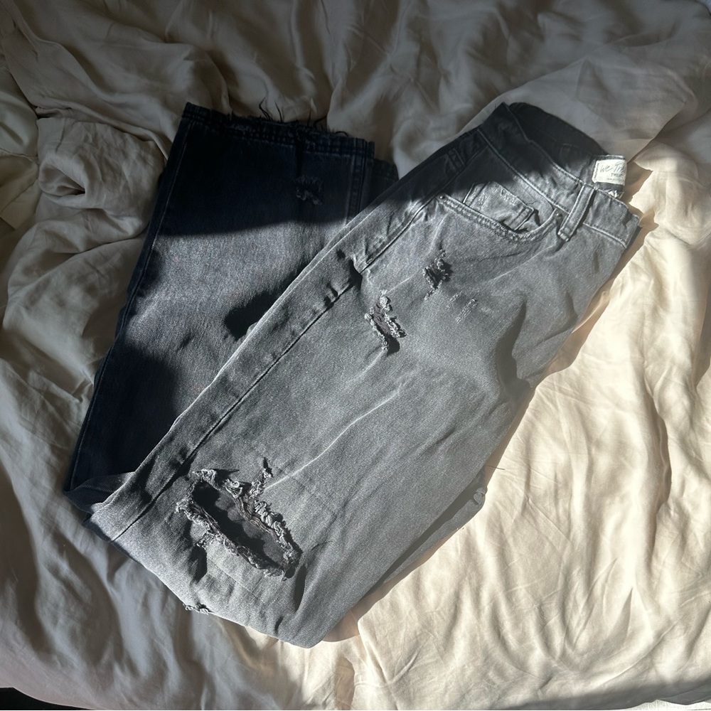 Black denim distressed jeans